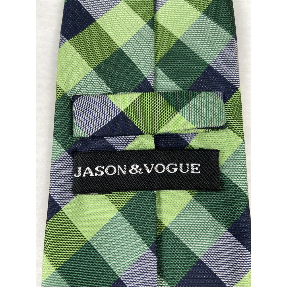 Jason & Vogue Mens Silk Tie Business Green Blue Holidays Formal